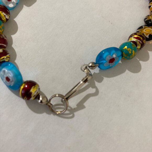 Millefiori Glass And Enameled Metal Beaded Necklace - Picture 6 of 7
